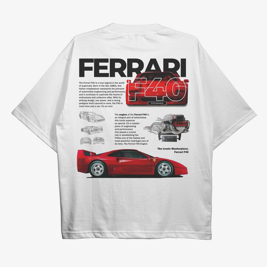 Ferrari F40 Oversized White Tshirt