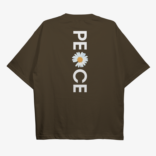 Flower of Peace Oversized Coffee Brown Tshirt