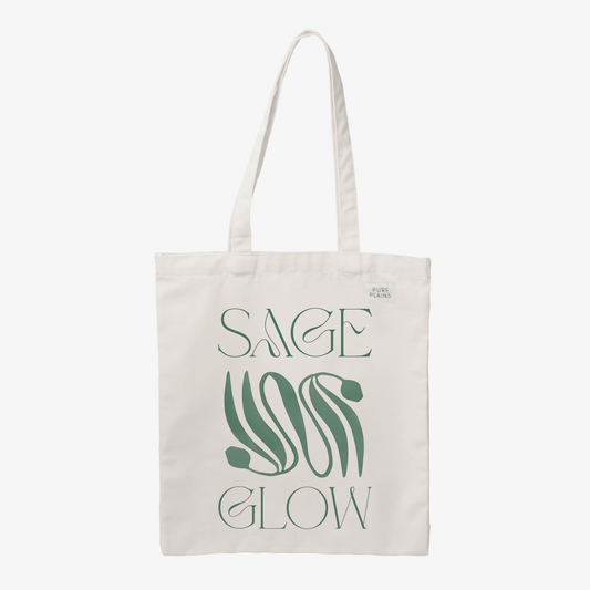 Sage Glow Off-White Printed Tote Bag
