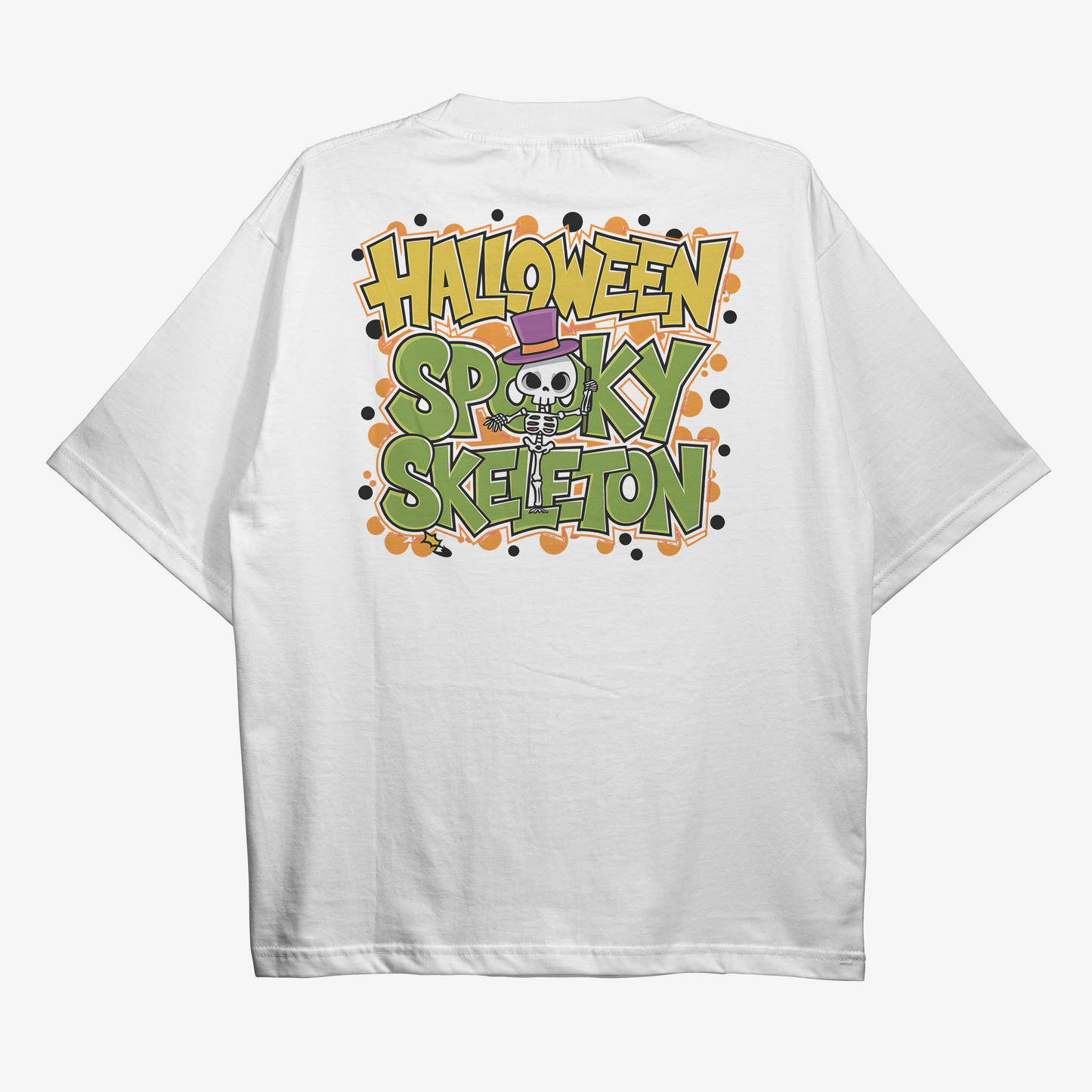 Spooky Skeleton Oversized White Tshirt